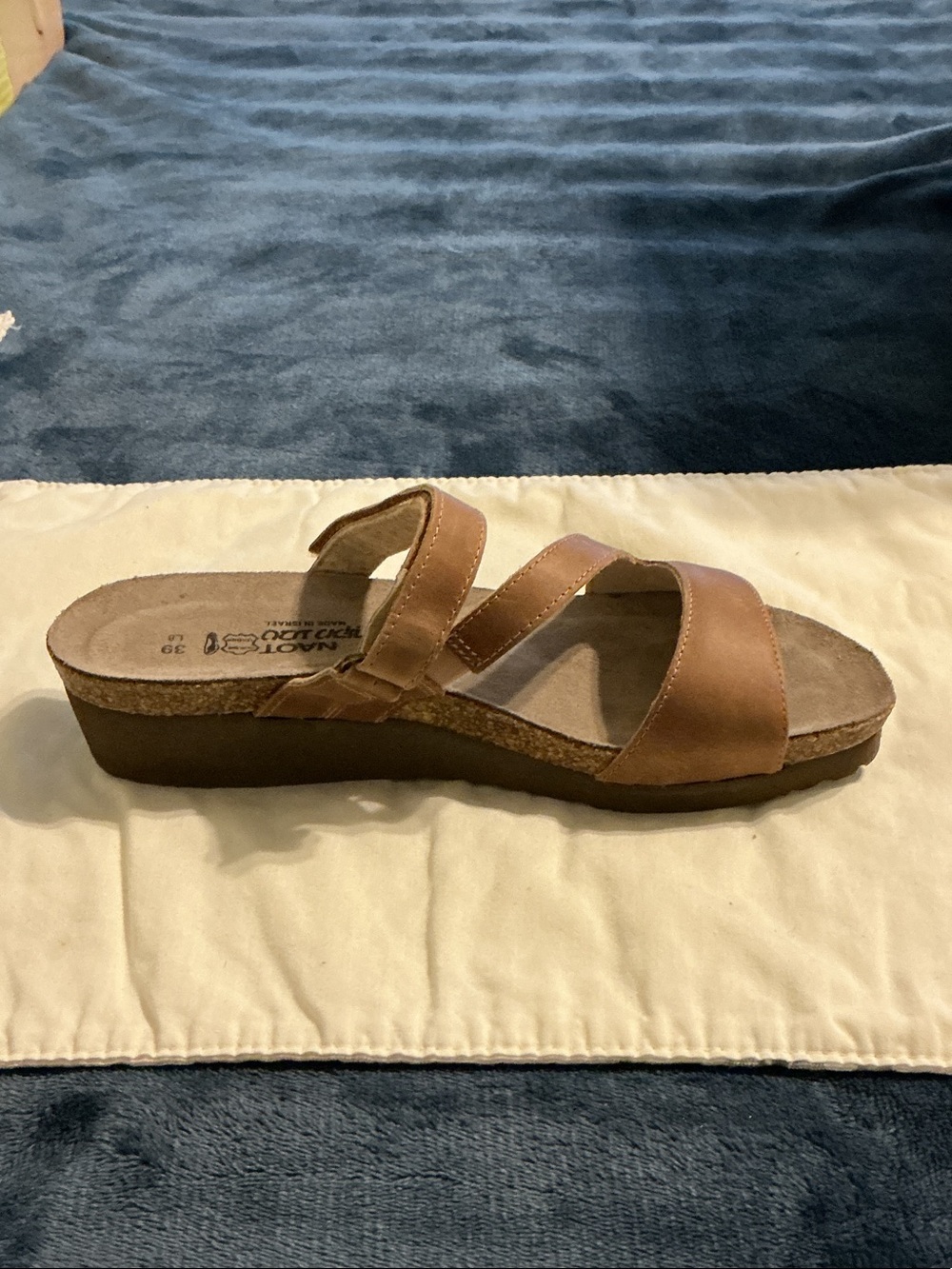 Naot Women’s Brown Leather Double-Strap Slide Sandals